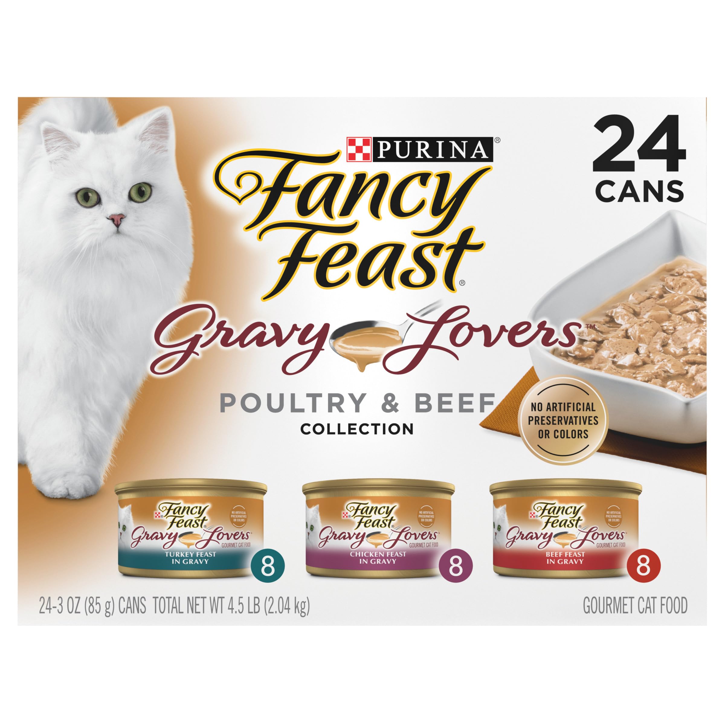 Purina Fancy Feast Gravy Lovers, Poultry & Beef Wet Cat Food, 3oz, 24-Pack | Var