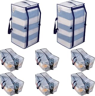 VENO 8 Pack Clothes Storage Bags w/Backpack Straps, Heavy Duty Moving Bags