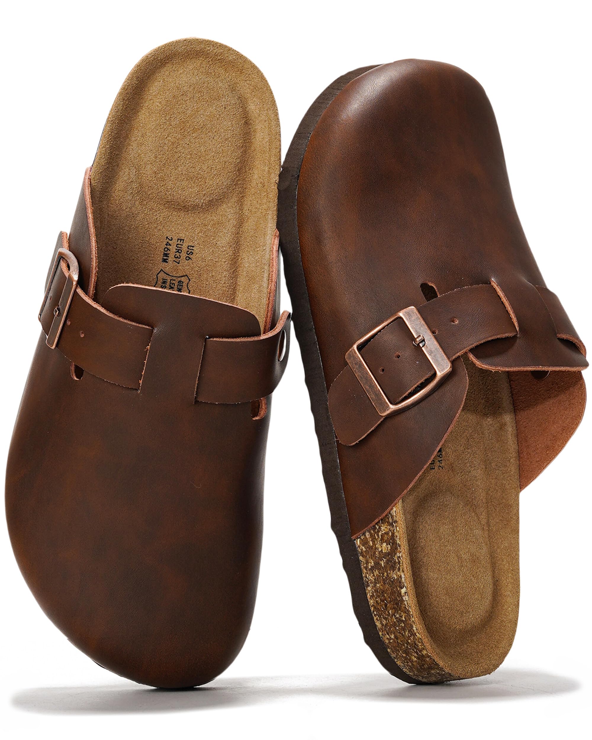 Project Cloud Women's Genuine Leather Suede Footbed Clogs for Women - Memory Foa