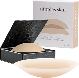 Nippies Reusable Nipple Covers, Skin Safe Pasties in Circle or Lift Style | Dermatologist Tested Adhesive Pasties, Sticky Up to 20 Wears, Stays On through Sweaty Summer Heat, Travel Case Included