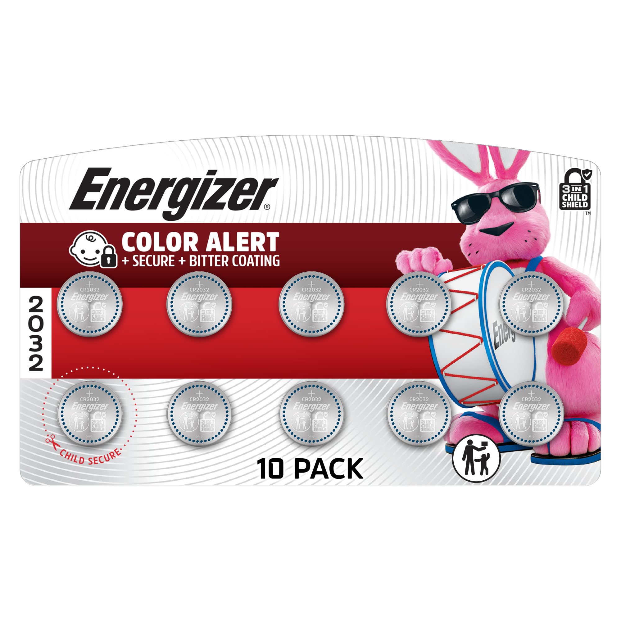 Energizer CR2032 Batteries (10 Pack), 3V Lithium Coin Batteries