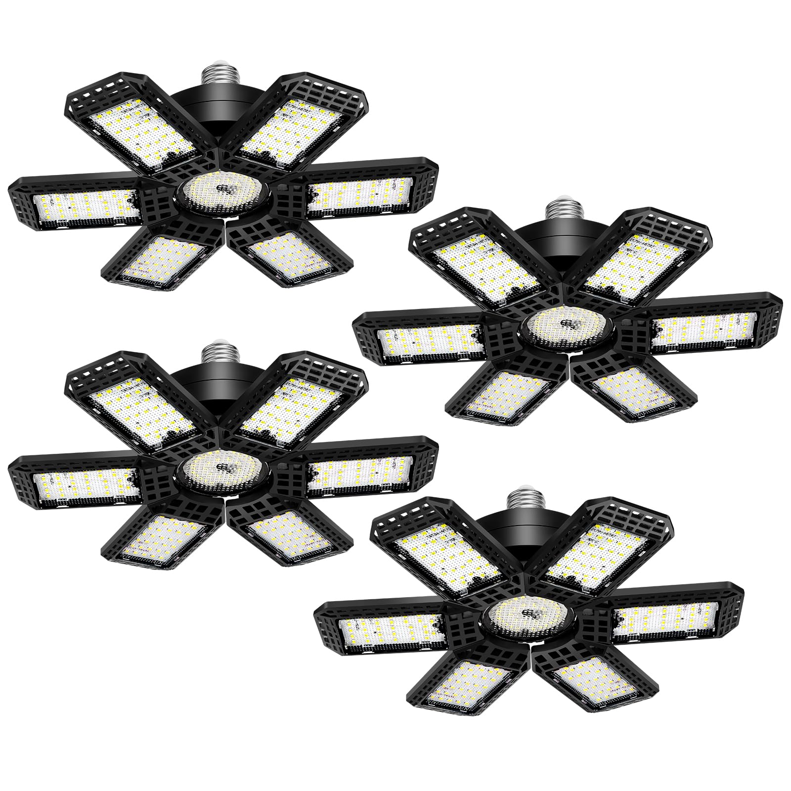 LED Garage Lights 4 Pack, Garage Lights Ceiling LED 28000LM 6500K | 6+1 Deformab