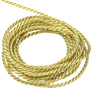 5 Meters 2mm Braided Cord 3 Ply Shiny Braided Rope for Crafts Gift Curtain Christmas Decoration Gold 5m