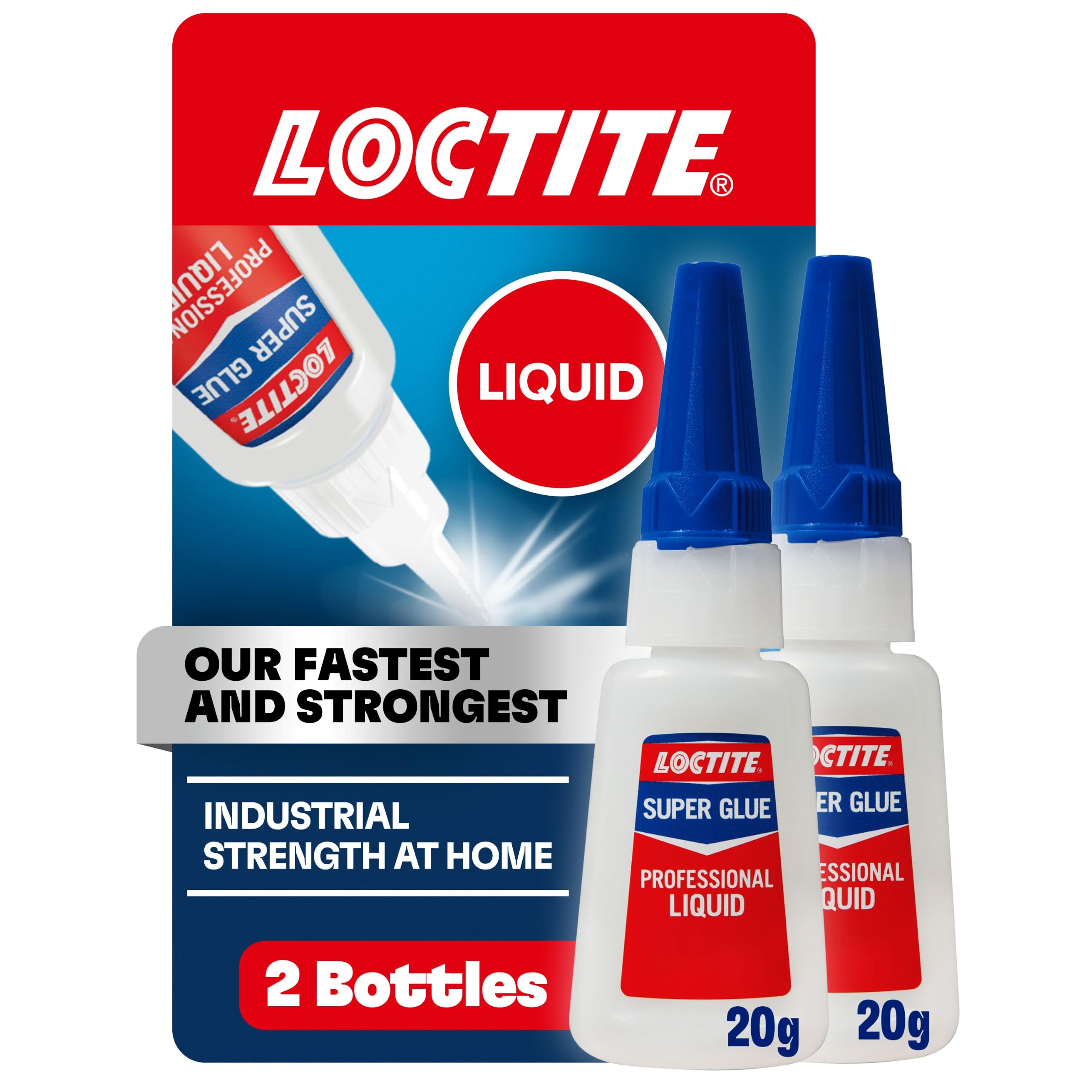 Loctite Super Glue Professional Liquid, Clear, 0.7 fl oz Bottle, 2 Pack - Superg