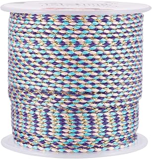 20M 1.5mm Braided Cotton Cord Ethnic Boho Colorful Macrame Cord for Beading Bracelets DIY Jewelry Wall Hanging, Knots, Purple, Blue