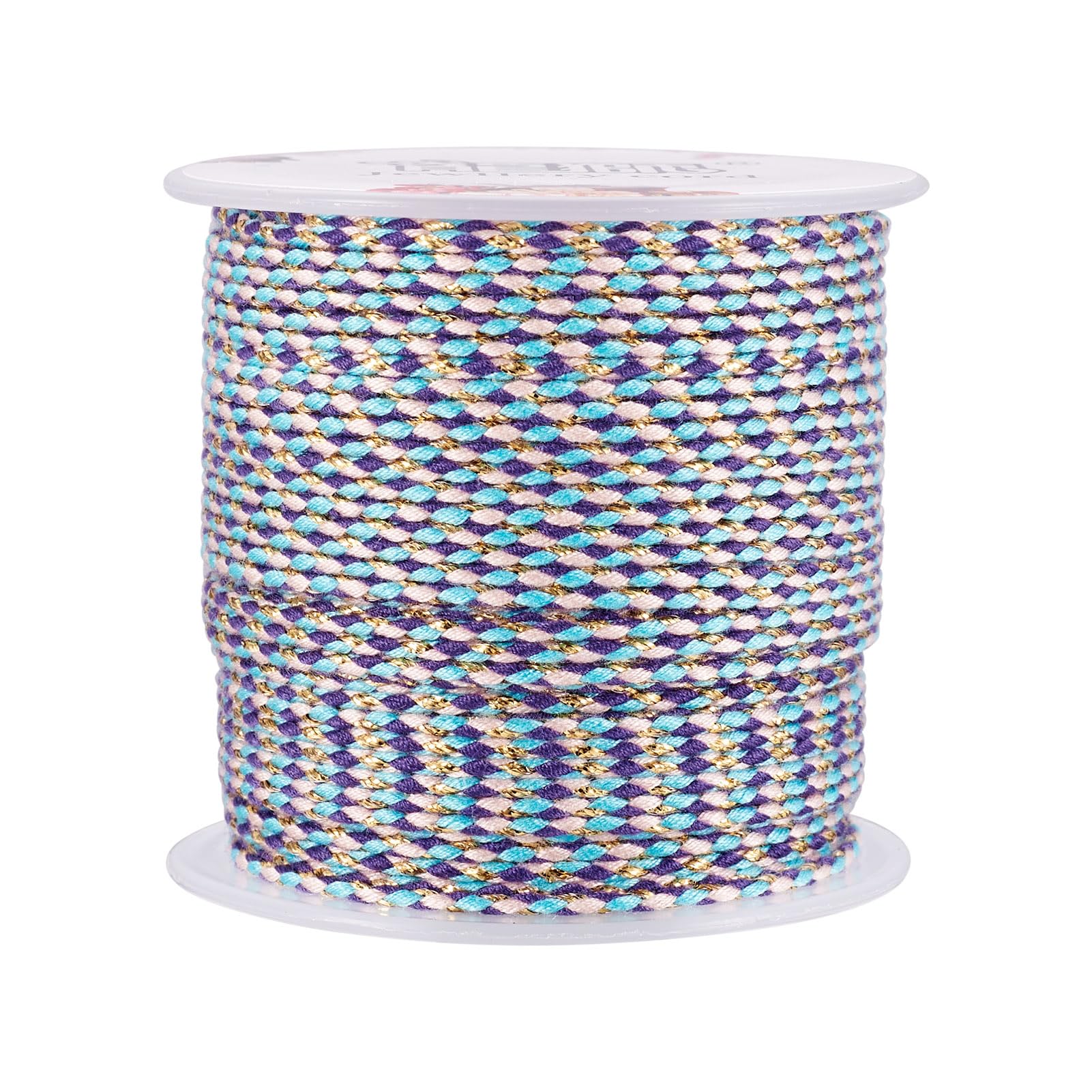 20M 1.5mm Braided Cotton Cord Ethnic Boho Colorful Macrame Cord for Beading Brac