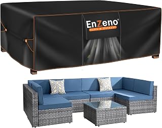 Enzeno outdoor patio furniture covers 90Lx65Wx28H inch patio sofa set cover | 420D Oxford fabric,waterproof fabric,Waterproof Tape,adhesive buckle,air vent,triangular strap,sun-proof,Dustproof