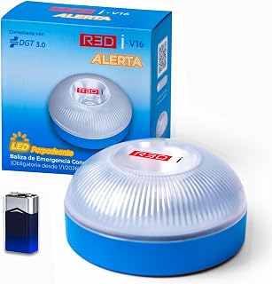 R3Di V16 Approved DGT 3.0 Beacon, Connected until 2038, Mandatory Use in Spain since 2026, GPS + IoT included 12 years, 360° LED Emergency Light for Car