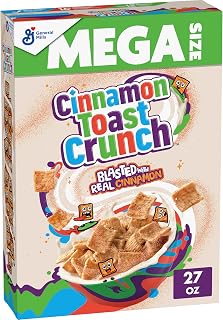 Cinnamon Toast Crunch Breakfast Cereal, Mega Size, 27 oz | 16g Whole Grain, Good Source of Calcium, 12 Vitamins & Minerals, Use As Snack Mix or Dessert Topping