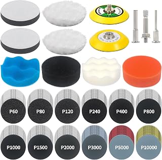 133 PCS Sanding Disc Drill Polishing Kit Sanding Attachment, 3 Inch Wet Dry Headlight Restoration Kit, Hook and Loop Sandpaper Pad with Rotary Tools for Car Wood Metal Glass Resin Expoxy 60-10000 Grit