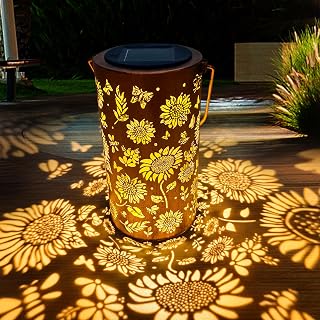 ANYTALK Birthday Gifts for Women Mom Grandma, Sunflower Solar Lanterns Outdoor Waterproof, Hanging Solar Lights for Yard, Patio, Porch, Garden Decor