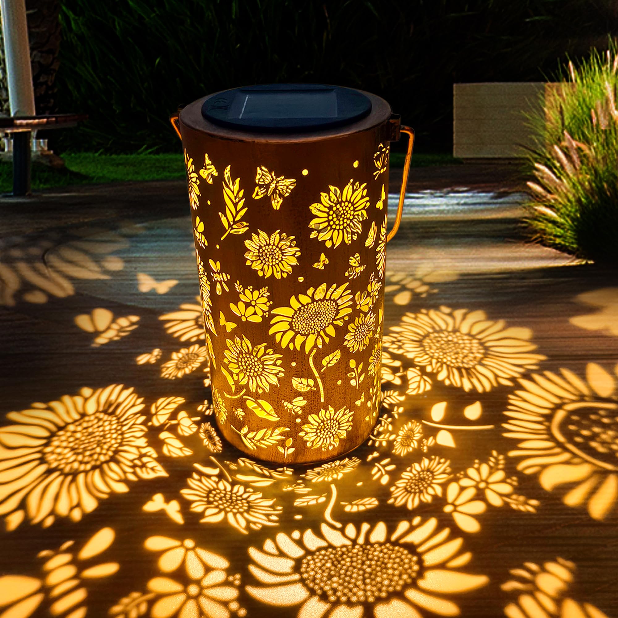 ANYTALK Birthday Gifts for Women Mom Grandma, Sunflower Solar Lanterns Outdoor W