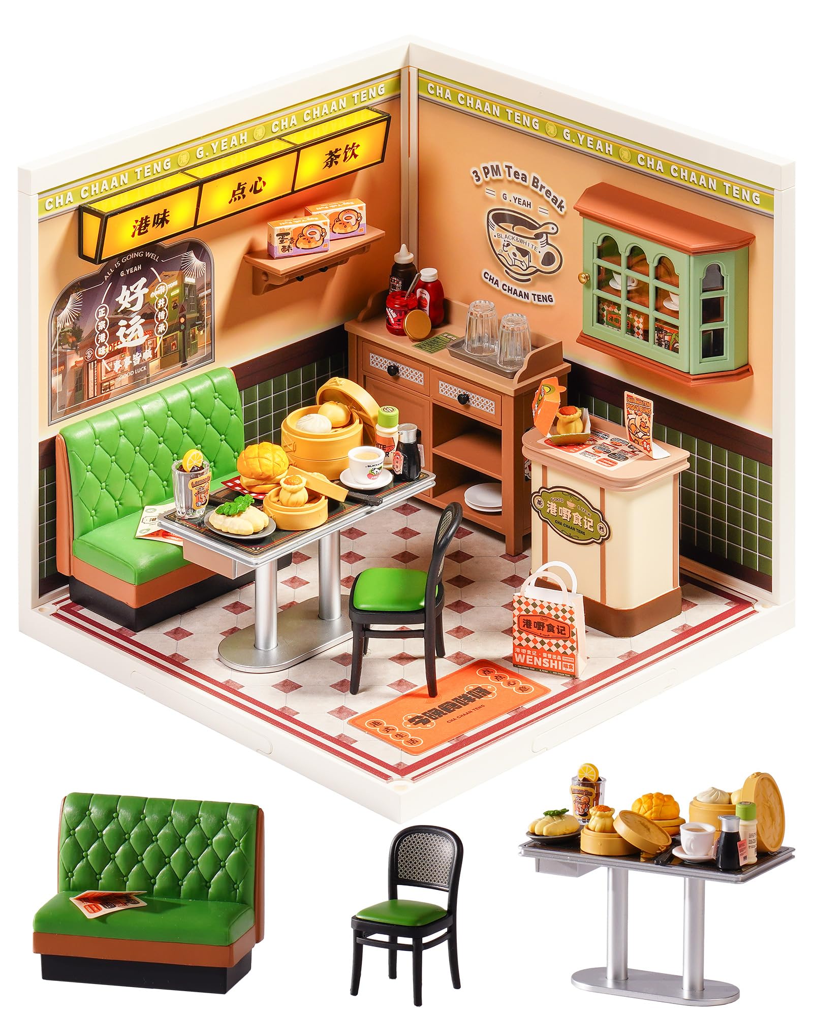 Rolife Super Creator Series, DIY Mini Hong Kong Bites Cafe Dollhouse House Kit, 