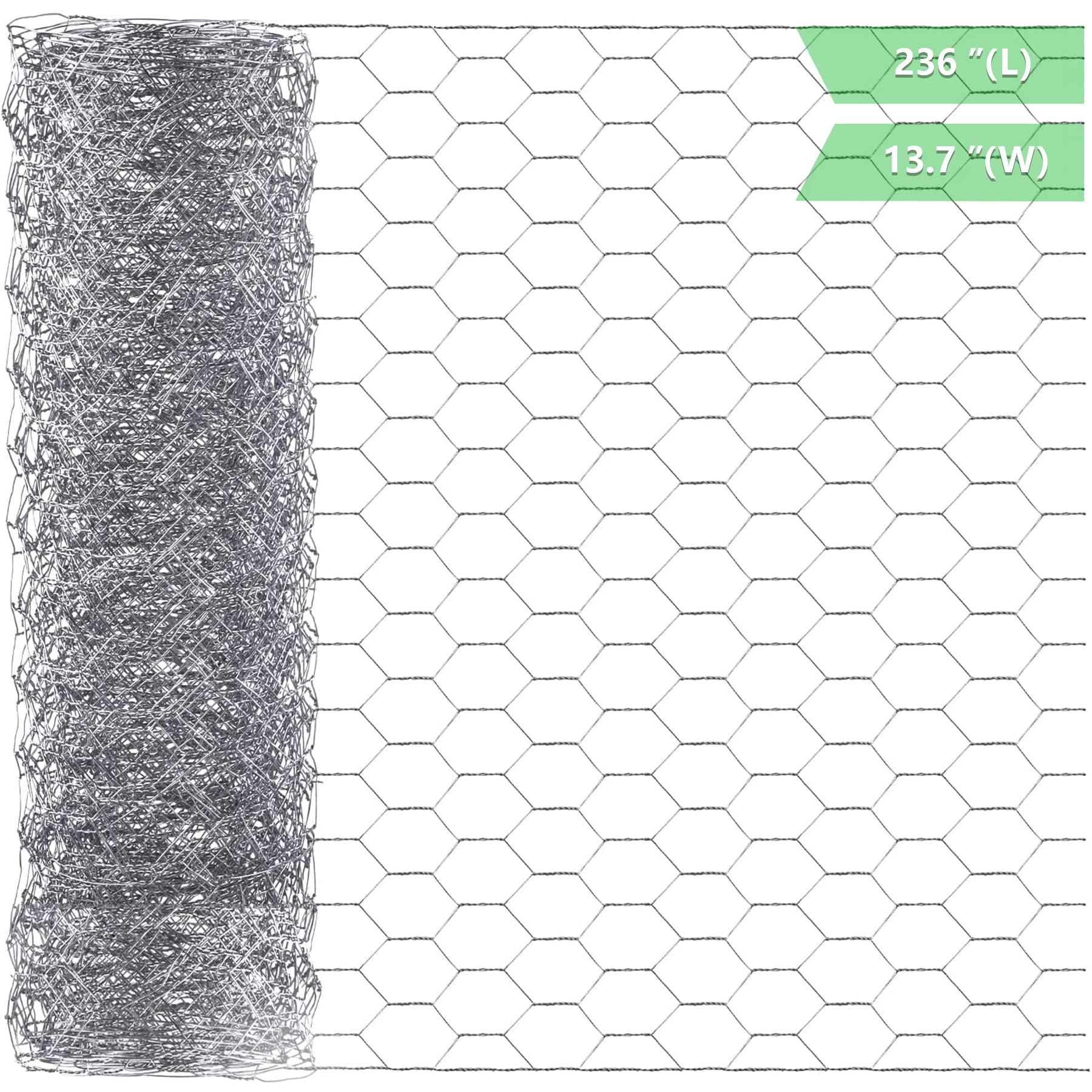Chicken Wire 13.7 in x 236 in Poultry Wire Netting Hexagonal Galvanized Mesh Gar