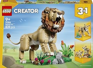 LEGO Creator 3in1 Wild Animals: Majestic Lion 31386 | Toys for 9+ Year Old Girls & Boys, Animal Figure Transforms into a Lioness or 2 Cubs, DIY Room Decor, Gift Idea, 839 Pieces