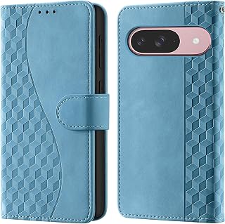 Mobile Phone Case for Google Pixel 9/9 Pro Cases Premium Leather Case RFID Blocking Foldable Wallet Magnetic Card Slot Stand Function Protective Case Compatible with Google Pixel 10/10 Pro Cover, Blue