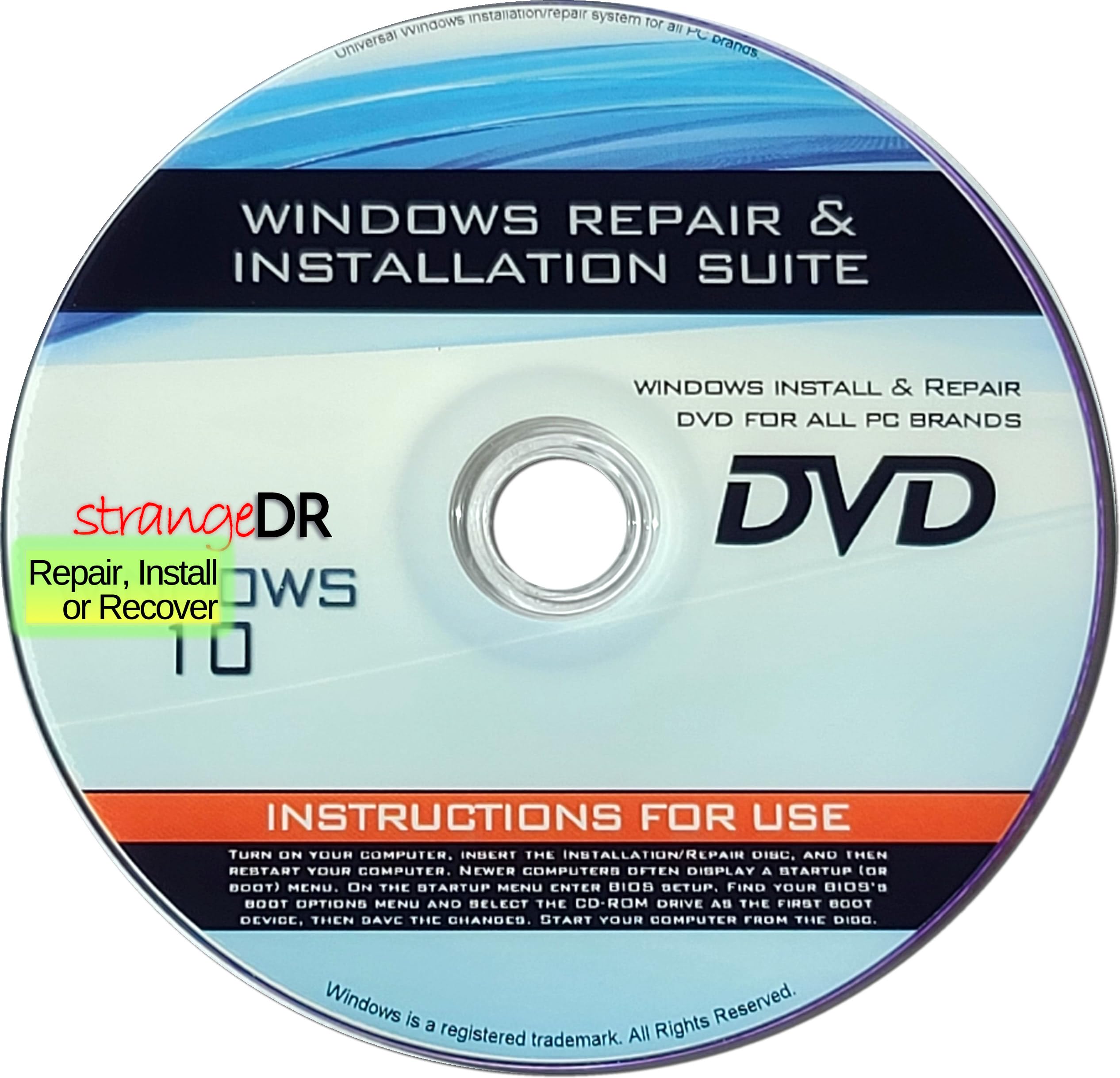 strangeDR's Reinstall DVD Compatible with all Versions of Win 10 for 32/64 bit s