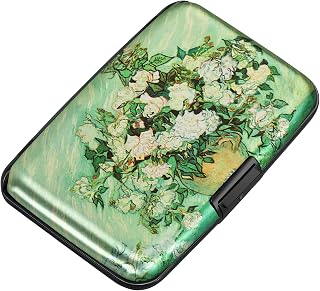 ELFISH Porte-Cartes Mini en Aluminium avec Blocage RFID, étui pour Cartes de crédit, Cartes de Visite et pièce d'identité, pour Homme et Femme (Vase Rose)
