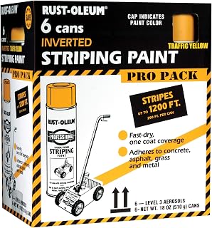 Rust-Oleum P2548849-6PK Professional Inverted Striping Spray Paint, 18 oz, Traffic Yellow, 6 Pack