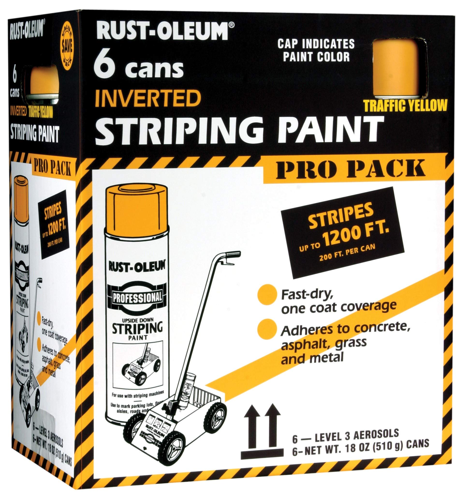 Rust-Oleum P2548849-6PK Professional Inverted Striping Spray Paint, 18 oz, Traff
