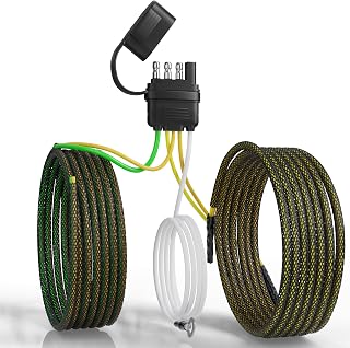 Oyviny 4 Pin 5 Wire Trailer Wiring Harness 22FT for Rewiring Both-Side Taillights, Pure Copper Wishbond Trailer Light Kit 4 Way Flat 5 Wire Plug w/Nylon Net Tube Protection