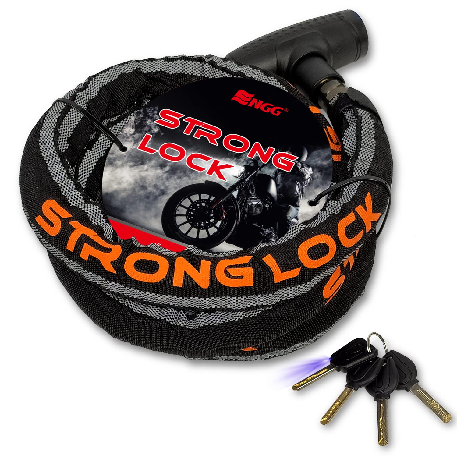 ENGG Motorcycle Lock Steel Link Lock Diameter 24mm x 1800mm [Strong Lock Ver2.0]
