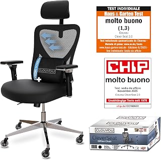 CLOUVOU Ergonomic Office Chair with Adjustable Lumbar Support | with Wheels