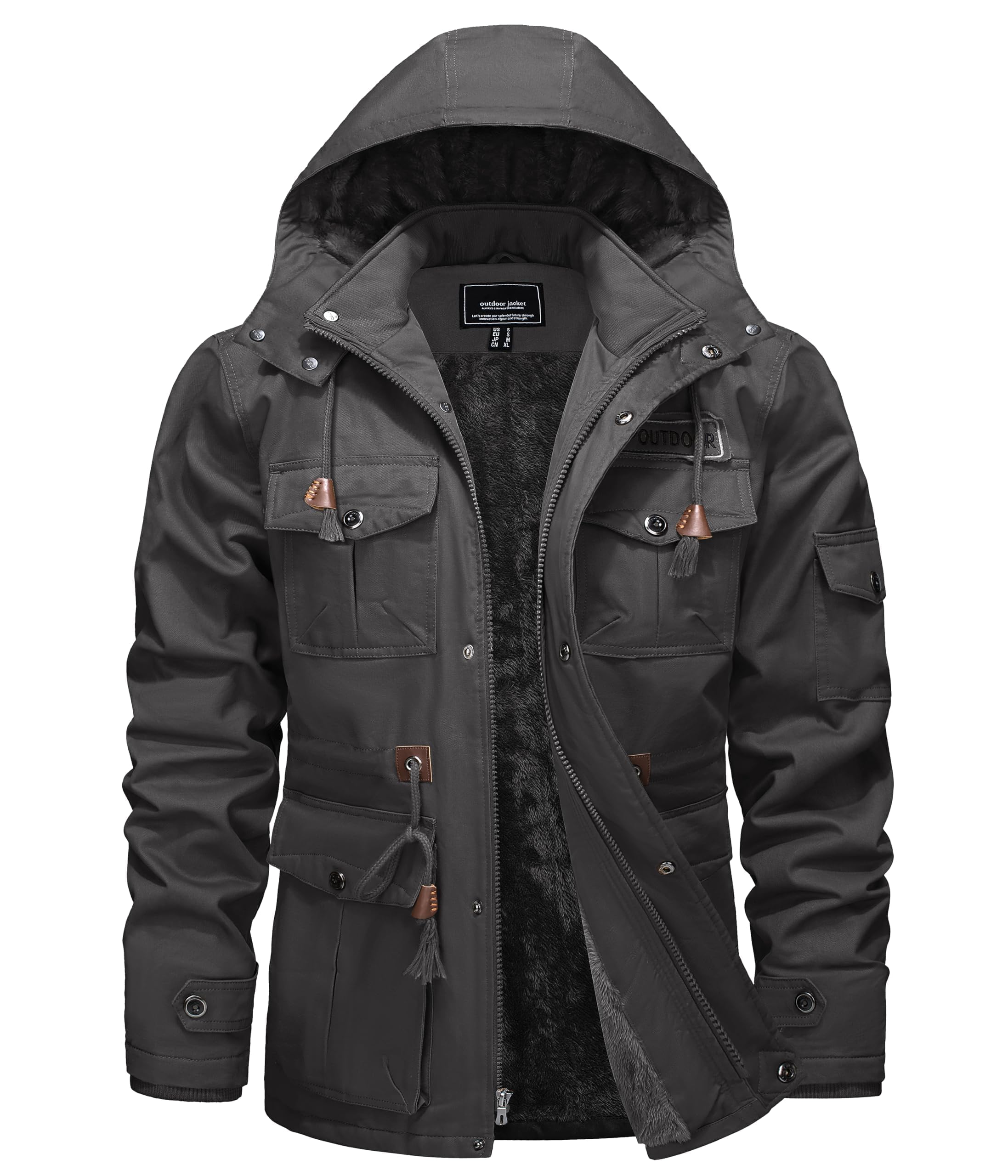 TACVASEN Herren Winterjacke Warme Fleecejacke Militärjacke Lässige Gefütterte Ca