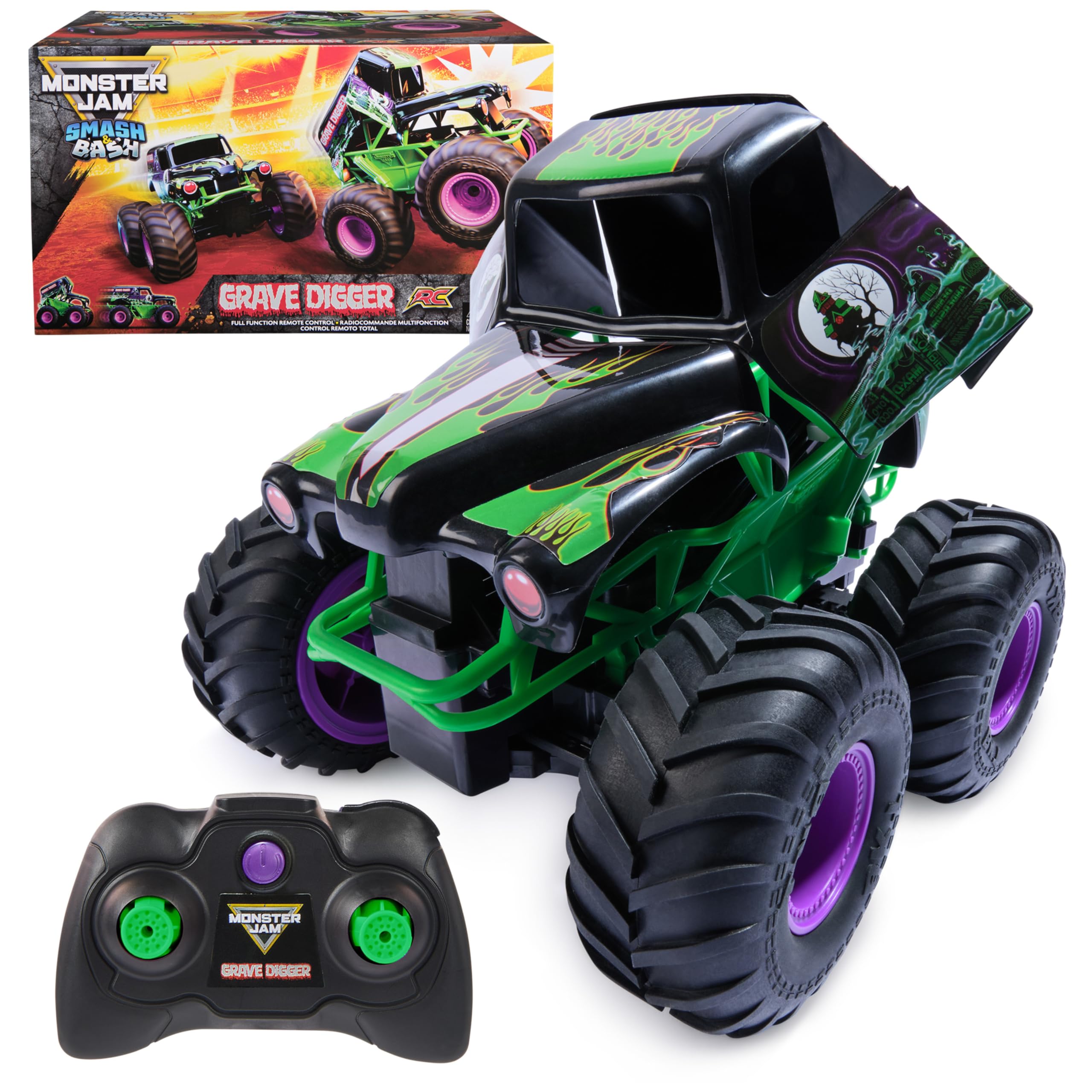 Monster Jam, Official Smash & Bash Grave Digger Remote Control Indoor & Outdoor 