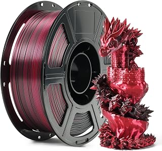 FLASHFORGE Silk Bi-Color PLA Filament 1.75mm, Coextrusion Black Red Dual Color Multicolor 3D Printer Filament, Enchanting Silk Finish with 360° Multicolor Shifting Color Effect