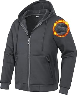 Pioneer Camp Men's Sherpa Lined Hoodie Full Zip Up Heavyweight Hooded Jacket Sweatshirt Fleece Fall Winter Coat with Pocket
