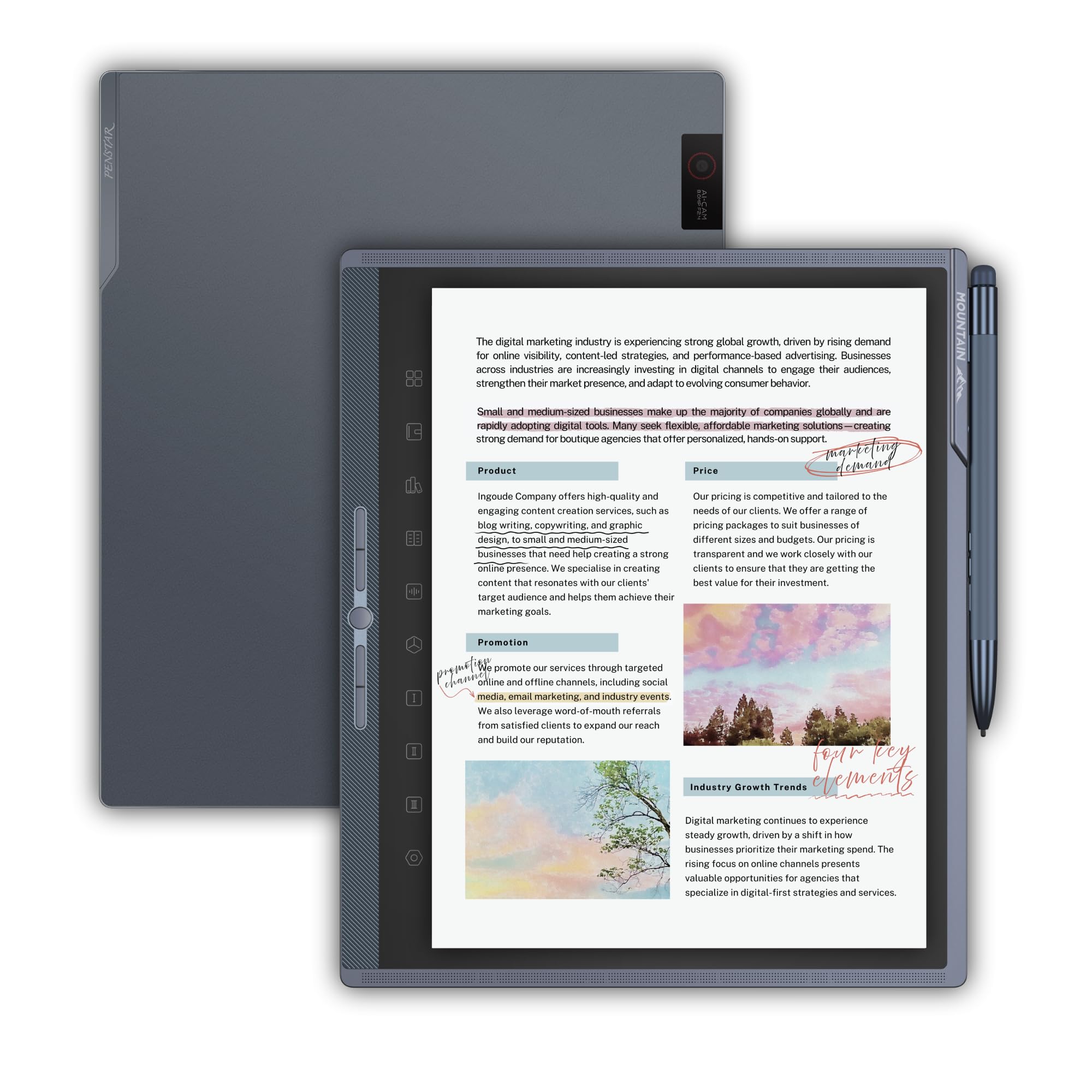 Penstar eNote Pro Color E-Ink Digital Notebook with Pen, 10.3” AI Note-Taking Pa
