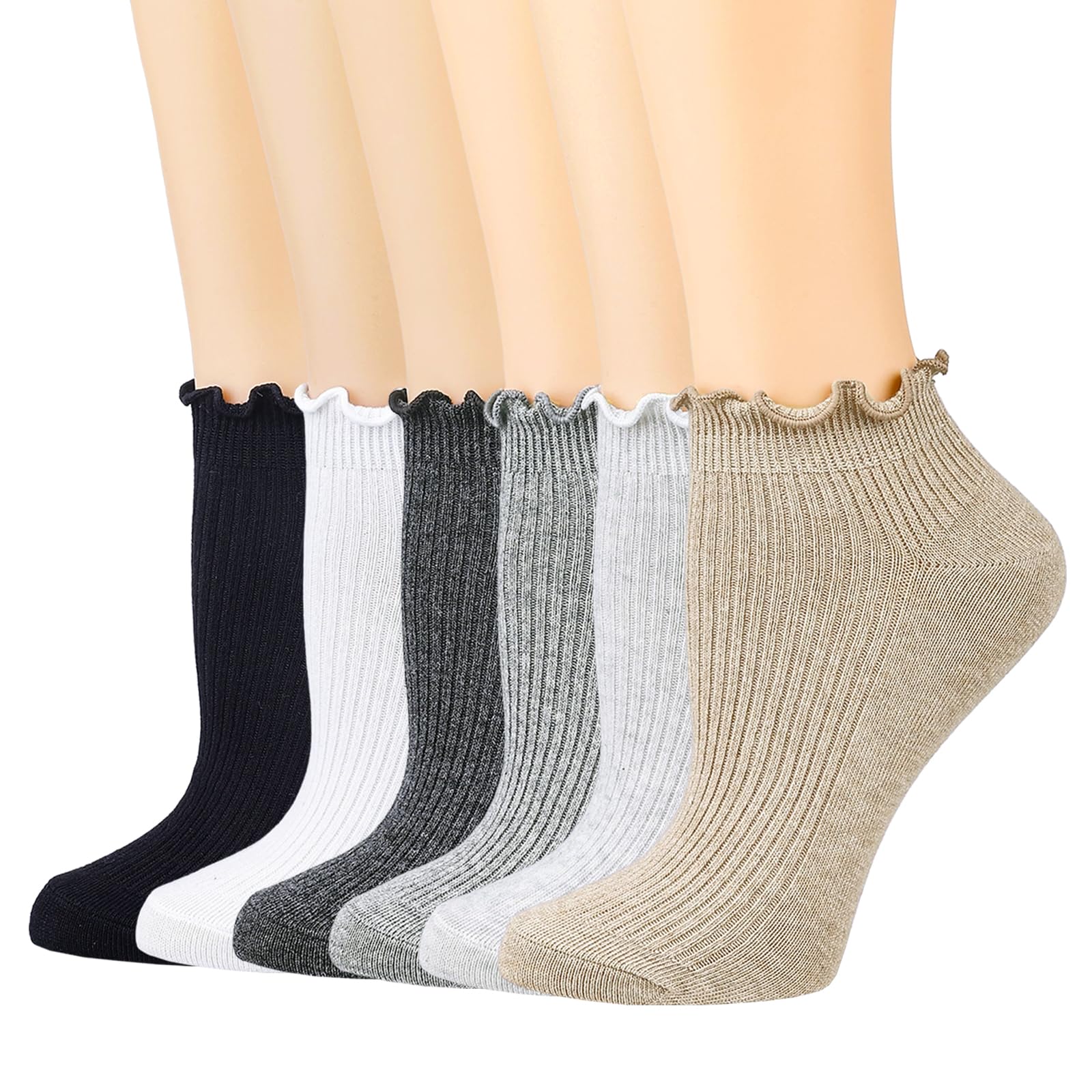 Mcool Mary Womens Ankle Ruffle Socks 6 Pack
