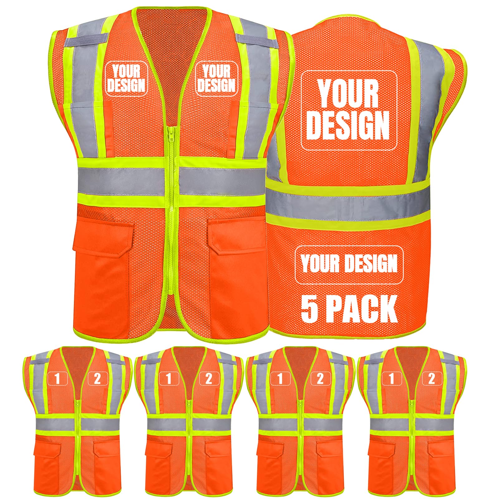 BeautyWill Custom Safety Vest Customized Logo Class 2 High Visibility Reflective