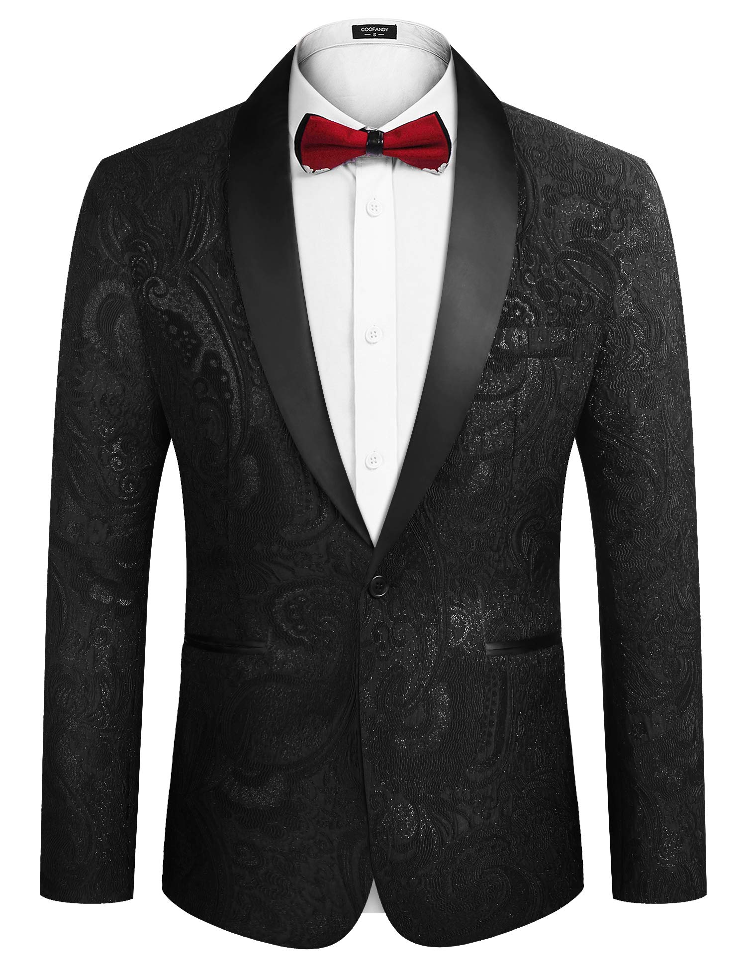 COOFANDY Men's Floral Tuxedo Jacket Luxury Embroidered Wedding Blazer Dress Suit