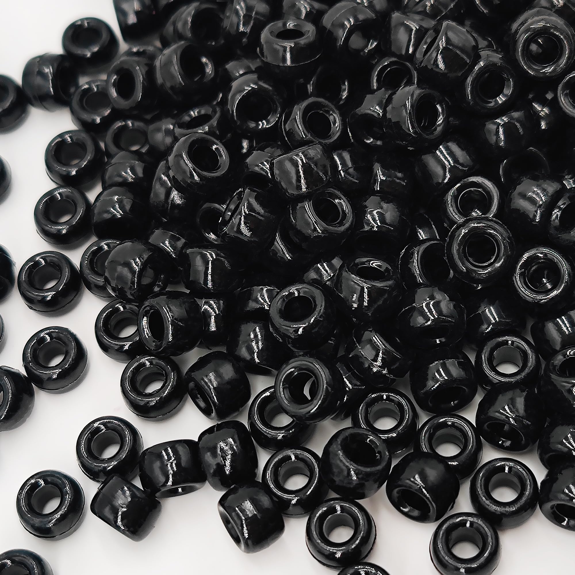 MIIIM 1200PCS 6x9mm Black Pony Beads Bulk, Kandi Beads for Bracelets Making Kit,