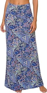 EXCHIC Women's Comfortable Elastic High Waist Maxi Skirt Boho Flared A-Line Long Yoga Skirts