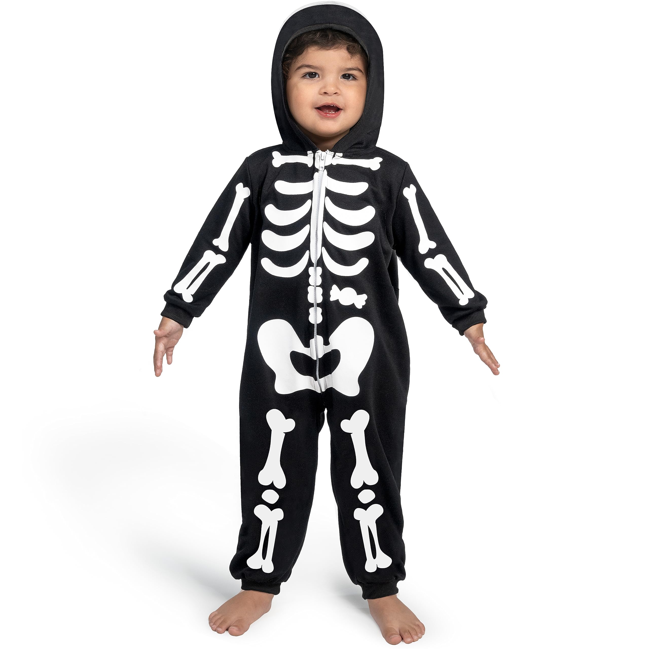 Spooktacular Creations Unisex Skeleton jumpsuit jumpsuit for Babies, Plush Zip-U