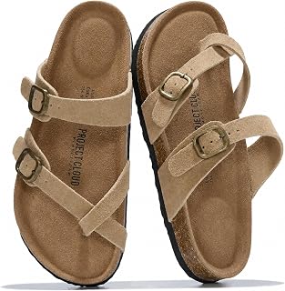 Project Cloud Genuine Leather Sandals for Women, Comfortable Cork Sandals with Memory Foam, Summer Essential Sandals for Women 2025 (Lian)