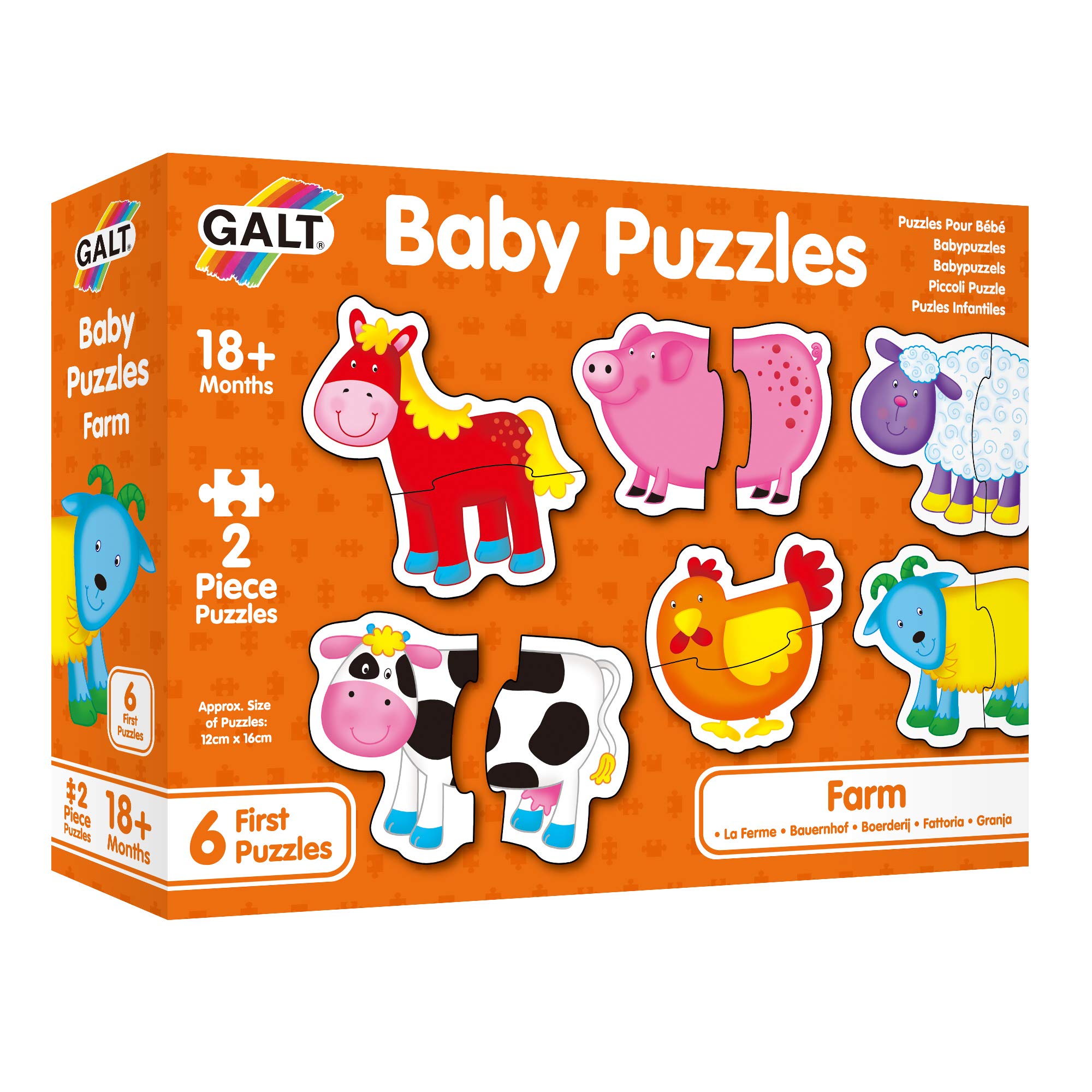 GALT Baby Puzzles - Fun Educational Early Learning 2Pc First Jigsaw Puzzles | Se