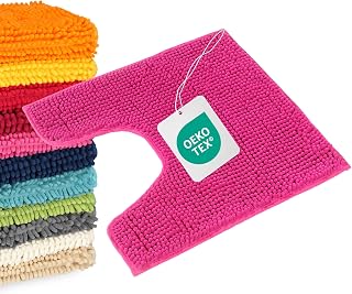 WohnDirect Pink Bathroom Rug, 45 x 45 cm, Contoured Non-Slip Microfibre