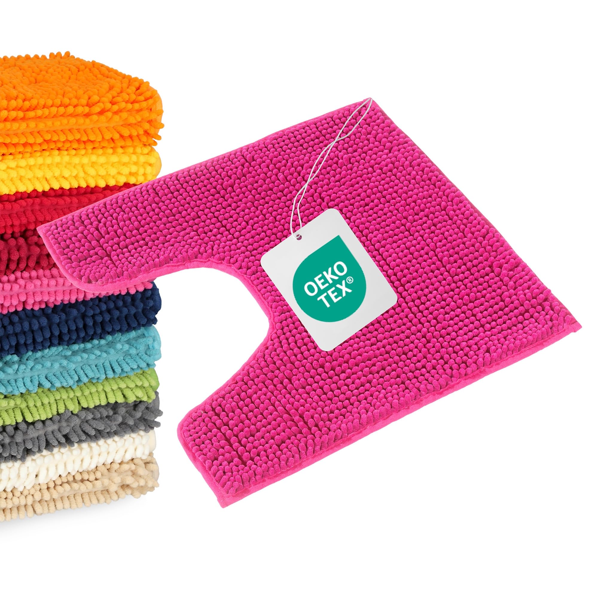 WohnDirect Pink Bathroom Rug, 45 x 45 cm, Contoured Non-Slip Microfibre