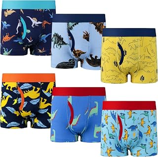 BIG ELEPHANT 6-Pack Boys Boxer Briefs, 100% Cotton Toddler Underwear