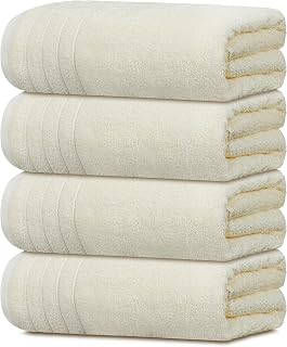 Tens Towels 4 Piece Extra Large Bath Towels 30 x 60 Inches, Cream