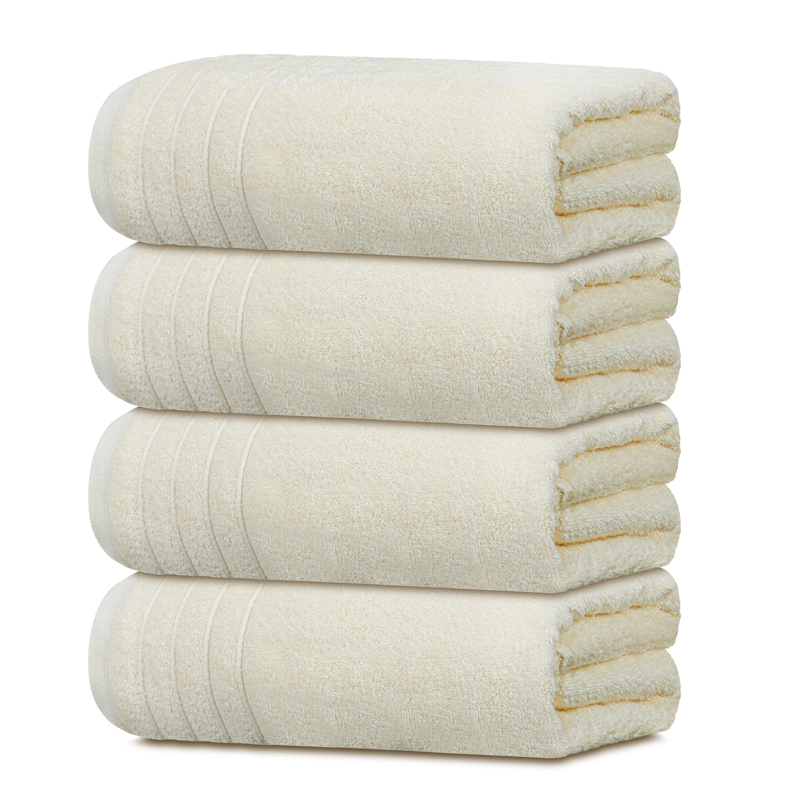 Tens Towels 4 Piece Extra Large Bath Towels 30 x 60 Inches, Cream