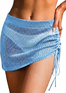 AI'MAGE Women Crochet Skirt 2025 Knit Drawstring Beach Skirt Cover Up Swimwear XS-XXL
