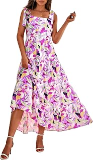 Prettygarden, Women's Sleeveless Summer Spaghetti Strap Tiered Floral Maxi Dress - Loose Long Beach Maxi Dress