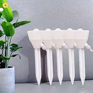 Automatic Plant Drip Irrigation Kit, 5 Pieces Automatic Watering Spike Device for Garden and Potted Plants, White