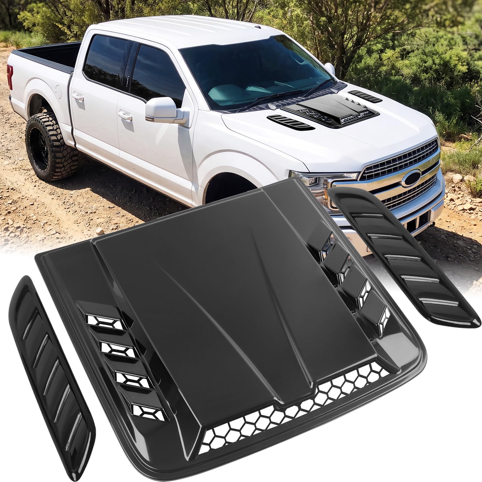 DREAMOTOR Hood Scoop, 3 Set of Universal Hood Scoops Vents for Cars Trucks | Aut