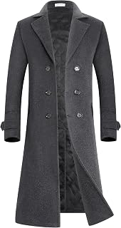 APTRO Men's Full Length Trench Coat Wool Overcoat Windbreaker